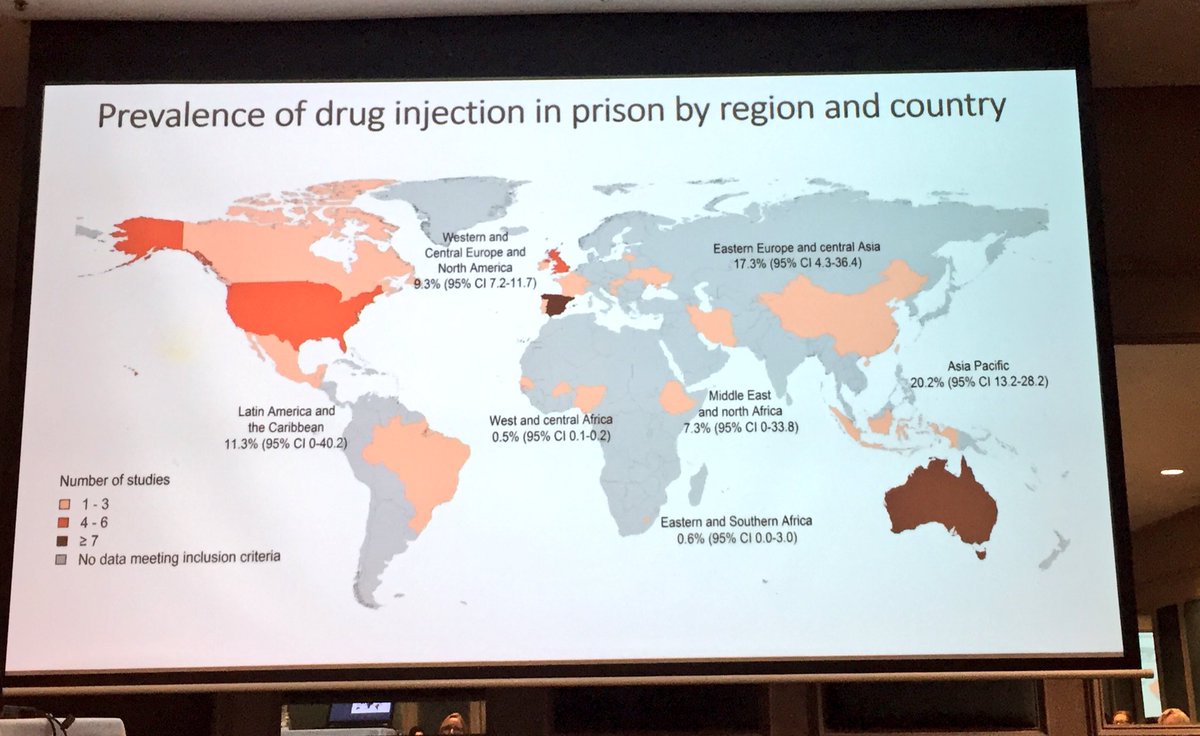 DrugPolicy_DPMP's tweet photo. Rebecca Bosworth shows large gaps in global knowledge about the prevalence of #drug injection with #prisons
#ARCJC2018 https://t.co/XVr2y0ZNkb