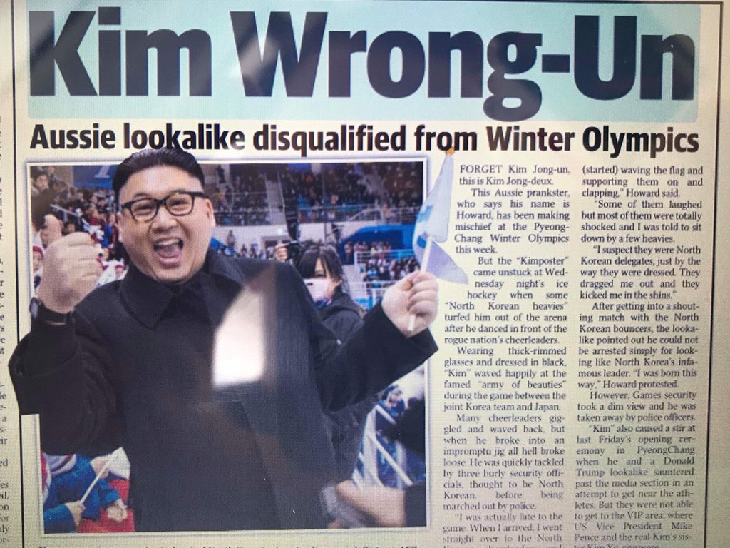 GusAndRig's tweet photo. We’re not sure what is worse - that The Daily Telegraph stole our gag for their headline, or that we made a gag the Daily Telegraph thought was great.
https://t.co/4dU8rHgl9e
#Pyeongchang2018 #olympics #KimWrongUn #Medallica #Riggustan https://t.co/xPvgwDgEjh