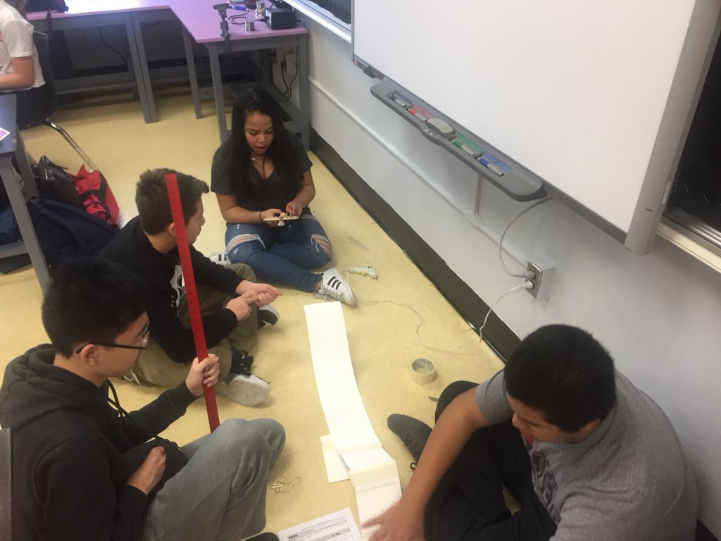 PRHS_STEM's tweet photo. #STEM 9th graders using student choice to plan, build, test and redesign some pre-physics concepts in our new #MakerLAB #PRSTEMforAll https://t.co/a1r702IGHh