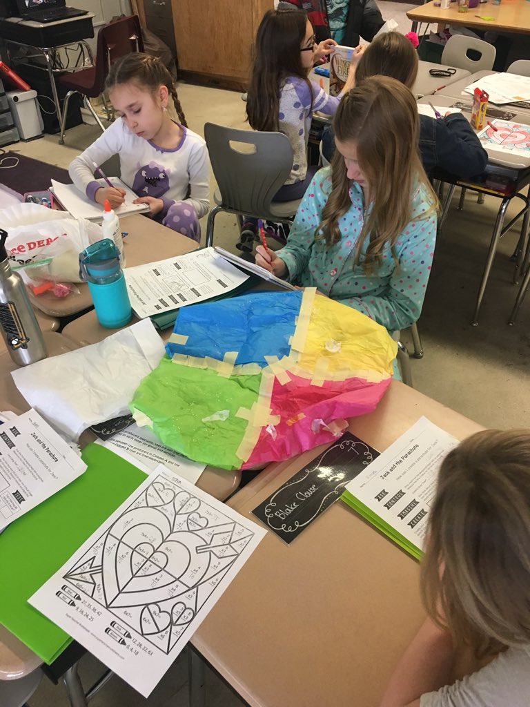 We’ve been creating parachutes to save Jack. His beanstalk is covered in barbed wire so he needs another way down! Today was our first trial. Students learned a lot about what worked, what didn’t work, and how they can improvement. #NewvilleElemProud #NewvilleCARES #BSSDProud