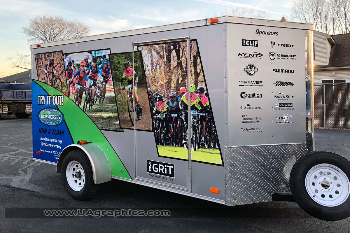 UAgraphics's tweet image. ISCL of NJ's new graphics on their trailer looks sharp!  Why not "Try Mountain Biking"? #vinylwrap #3mgraphics #trailergraphics #vinyllettering