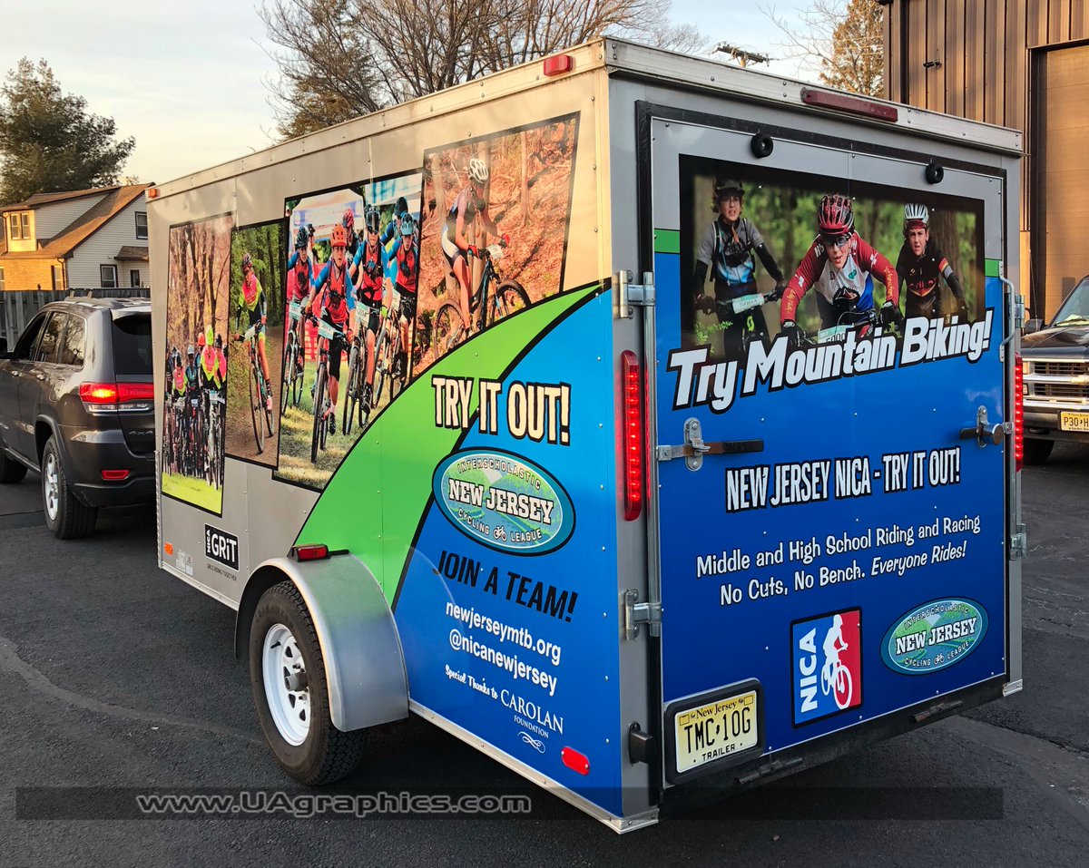 UAgraphics's tweet image. ISCL of NJ's new graphics on their trailer looks sharp!  Why not "Try Mountain Biking"? #vinylwrap #3mgraphics #trailergraphics #vinyllettering