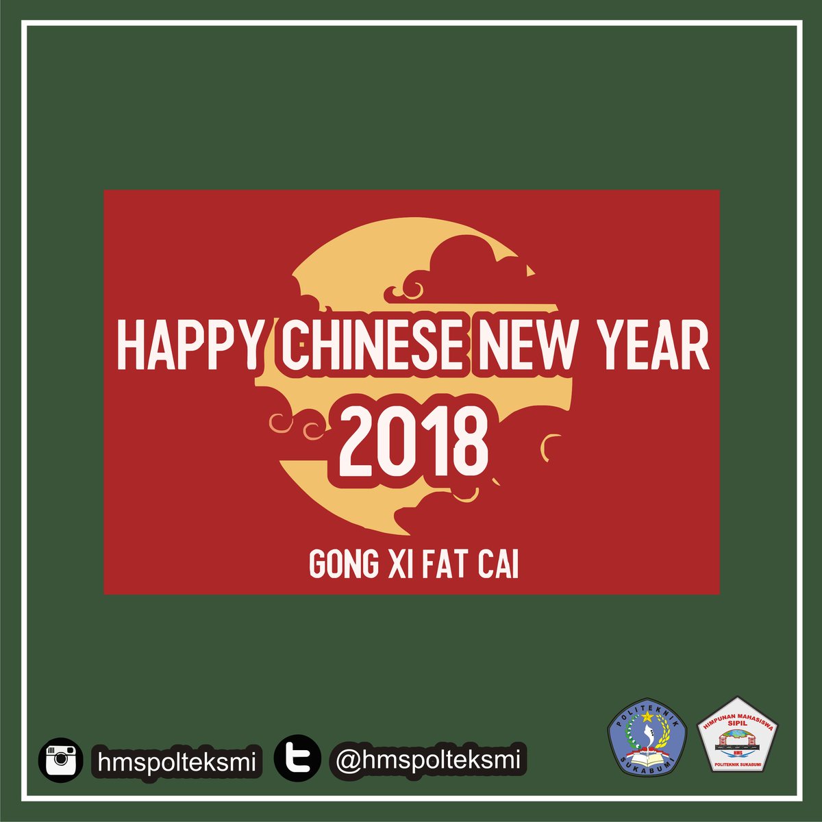 hmspolteksmi's tweet photo. Selamat Tahun Baru Imlek 2569. Semoga kita semua senantiasa diberi kesehatan, kedamaian, dan kesuksesan. Gong Xi Fa Cai! https://t.co/MRHaVqSQc0