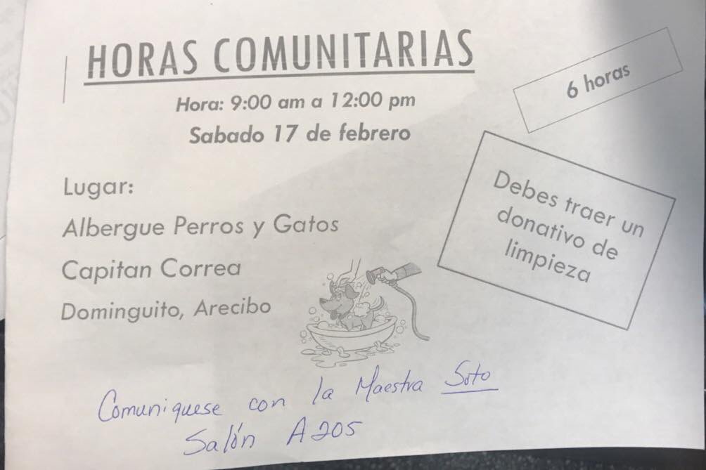 TeamCadilla's tweet photo. Gran oportunidad para quienes le hacen falta sus horas de labor comunitaria. https://t.co/Pv5fCFhXQO