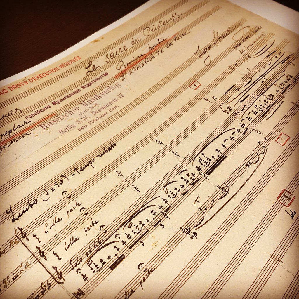 maestromitchell's tweet image. Tonight’s study session: the manuscript itself. #stravinsky #theriteofspring #lesacreduprintemps
