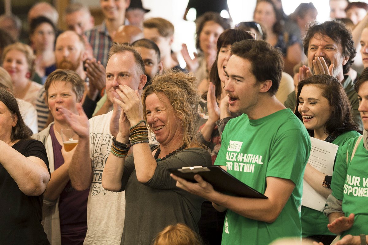 Alex4Batman's tweet photo. Huge crowd signed straight up for doornocking and phone bank shifts at the launch. Greens love Alex's enthusiasm and dedication, and have her back. 
#BatmanVotes #Alex4Batman #auspol #StopAdani #BringThemHere https://t.co/0iah0anZ6e
