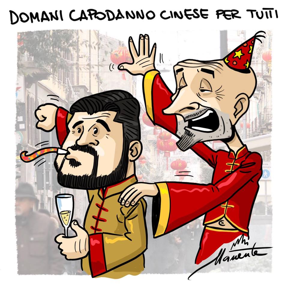 MiTomorrow's tweet photo. #CapodannoCinese per tutti. La vignetta di @mic_manente #Milano #MiTomorrow https://t.co/qAuDXQyryP