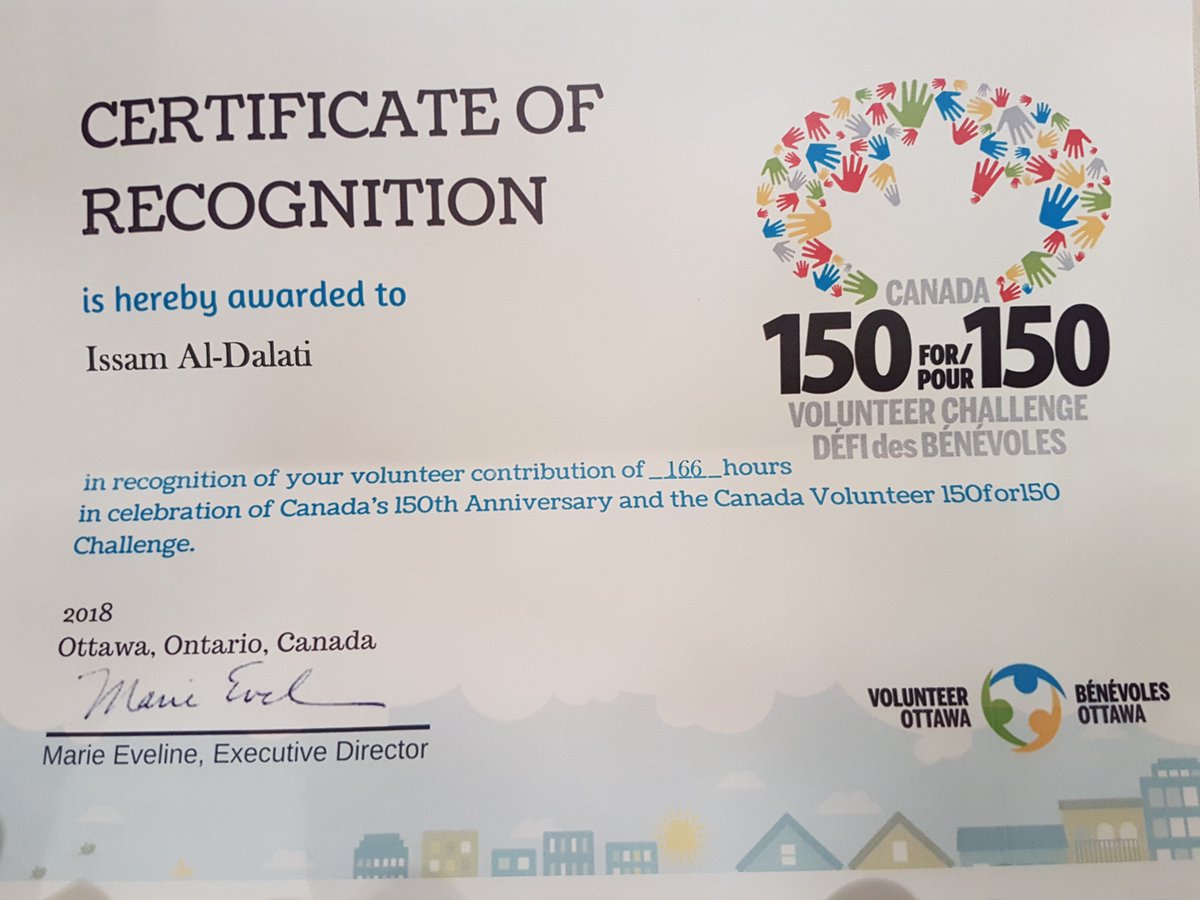 issamdalati's tweet photo. "if you cannot do Great Things, do Small Things in a great way". I am very grateful and proud that I took a small part in volunteering for great positive organizations in 2017 that made me very happy. thanks @VolunteerOttawa @JimWatsonOttawa #canada150for150 challenge #Ottawa https://t.co/OyQHiyLHKG