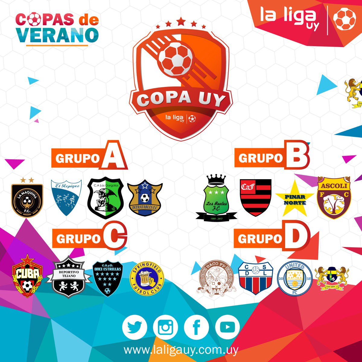 🏆 16 equipos se aprontarán para la Temporada de #LaLigaUy con la clásica #CopaUy. 🏆
Mirá como quedaron conformados los grupos que disputarán sus partidos en el Complejo Gonzalo De Los Santos.
