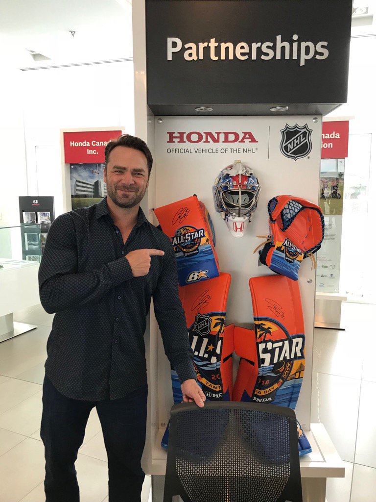 Cujo's tweet photo. Thanks to @HondaCanada for having me today. Can we please have an old timers division at the all star game?! #AllStar https://t.co/Dg5QBIDDU7