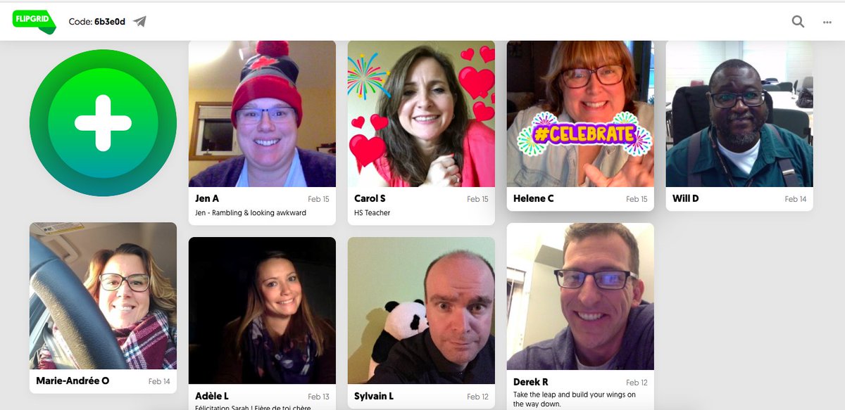 Look at all these rockstars that have already participated in my @Flipgrid to help me celebrate my 1year anniversary! A big thanks <a href="/DerekRhodenizer/">Derek Rhodenizer</a> <a href="/sylvain_lacasse/">Sylvain Lacasse</a> <a href="/MmeAdeleLacroix/">Adèle Lacroix</a> <a href="/maotechno/">Mao</a> @iamDrWill <a href="/malcommode72/">Helene Cormier 🎉</a> <a href="/MsSalva/">Msً</a> @JenApgar! Will you be next? flipgrid.com/6b3e0d