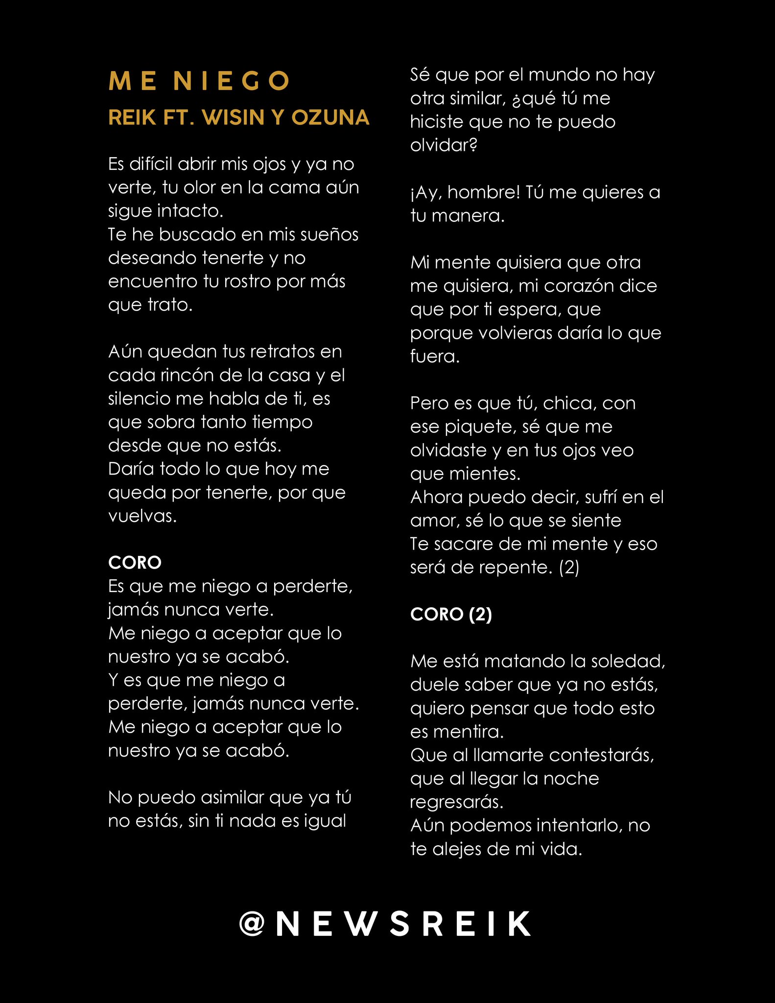 Es Que Me Niego A Perderte Letra De La Cancion