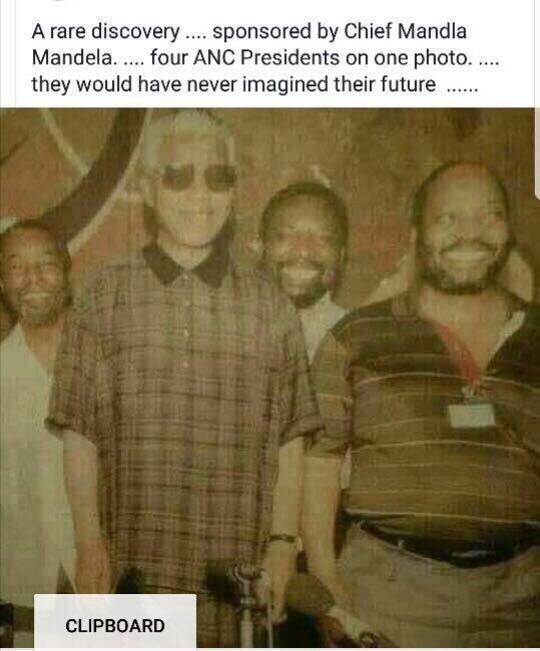 What an amazing historical photo. Four ANC Presidents who became SA Presidents.