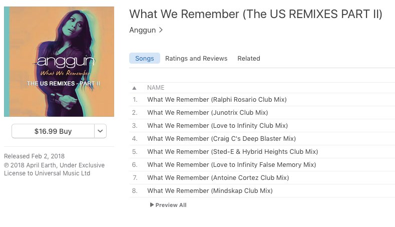 PopFidelity's tweet photo. Avail worldwide now on @iTunes &amp; @AppleMusic @Anggun_Cipta #WhatWeRemember remixes including our clients @lovetoinfinity @Junotrix &amp; @goodgirlsremix.  Thanks to @Citrusonic_1 &amp; @asiasgottalent https://t.co/khpW3QqduH
