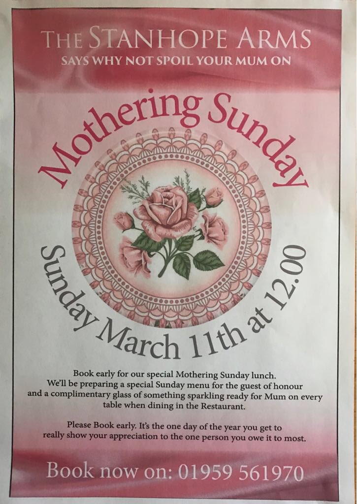 TheStanhopeArms's tweet photo. Our thoughts and plans (and hopefully yours) are already focused on making our Special Mothering Sunday menu amazing. Phone now to reserve your table. 11th March is your chance to show how much you care. #Brasted #westerham #Sevenoaks #Bromley https://t.co/3vmJmHMJlk