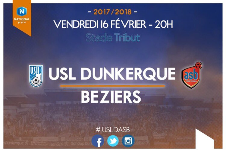usldunkerque's tweet photo. 🔥JOUR DE MATCH 🔥
🏆 #NationalFFF
⚽️ USLD vs @ASBeziersFoot 
📍 Stade Tribut
🕒20h
#USLDASB https://t.co/FjibVgdAqk