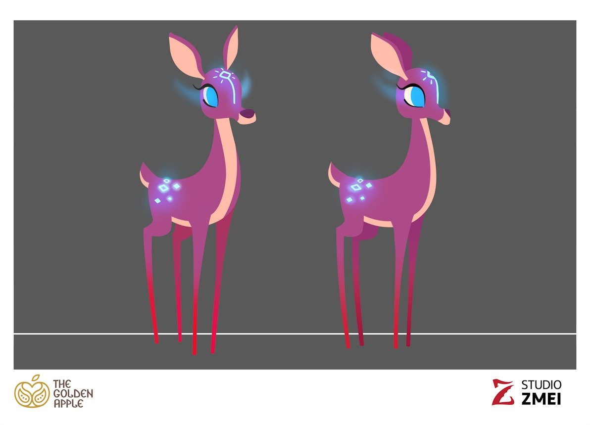 StudioZmei's tweet photo. Deep in the ancient woods live the Soor deer. These spirits are beautiful, proud creatures, familiars of the Samodiva spirits and friends of the brave humans. The pilot episode of The Golden Apple will introduce you to these mysterious creatures. https://t.co/JiZtL4KjgE