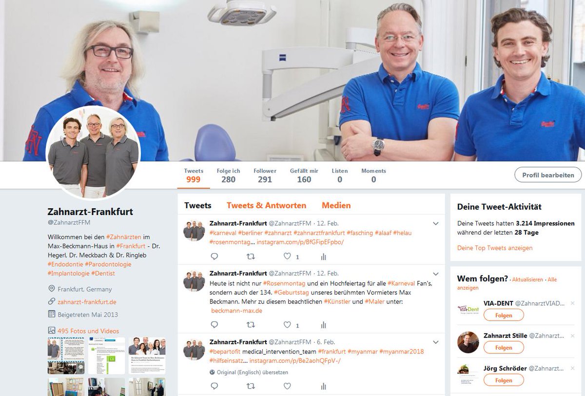 ZahnarztFFM's tweet photo. #tweet Nummer 1000 von #zahnarztfrankfurt und ein großes #DANKE an all unsere #follower! @Twitter #jubilaeum mit besten Grüßen aus #frankfurt 
https://t.co/HpOAoFz7pG https://t.co/MQAqZeghRG
