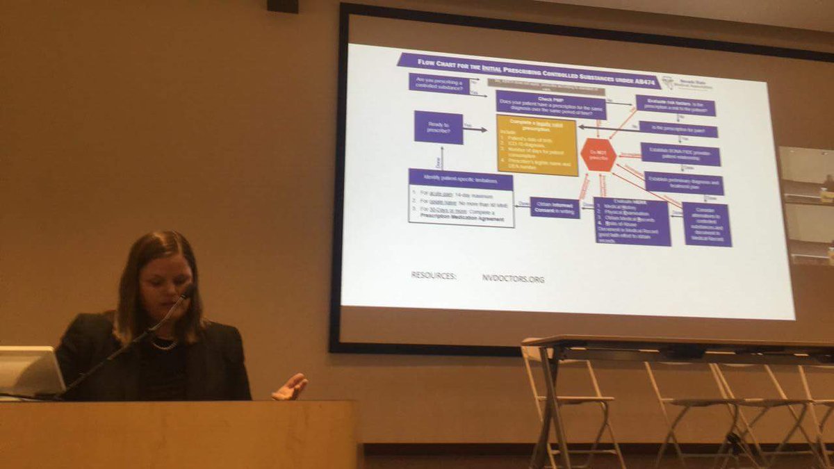 NVStateMedical's tweet photo. NSMA Executive Director @CattyO addressing the five fundamentals and prescriber guidelines of the new opioid law. #ab474 https://t.co/zEIacSSApu