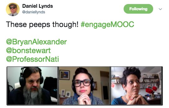 bonstewart's tweet photo. why, what's next in #engageMOOC, you ask?
TWITTER CHAT. tomorrow Fri Feb 16th at noon EST. 
here's how, here's why:
https://t.co/sOzAdis6Of https://t.co/fwlPPbEu1k