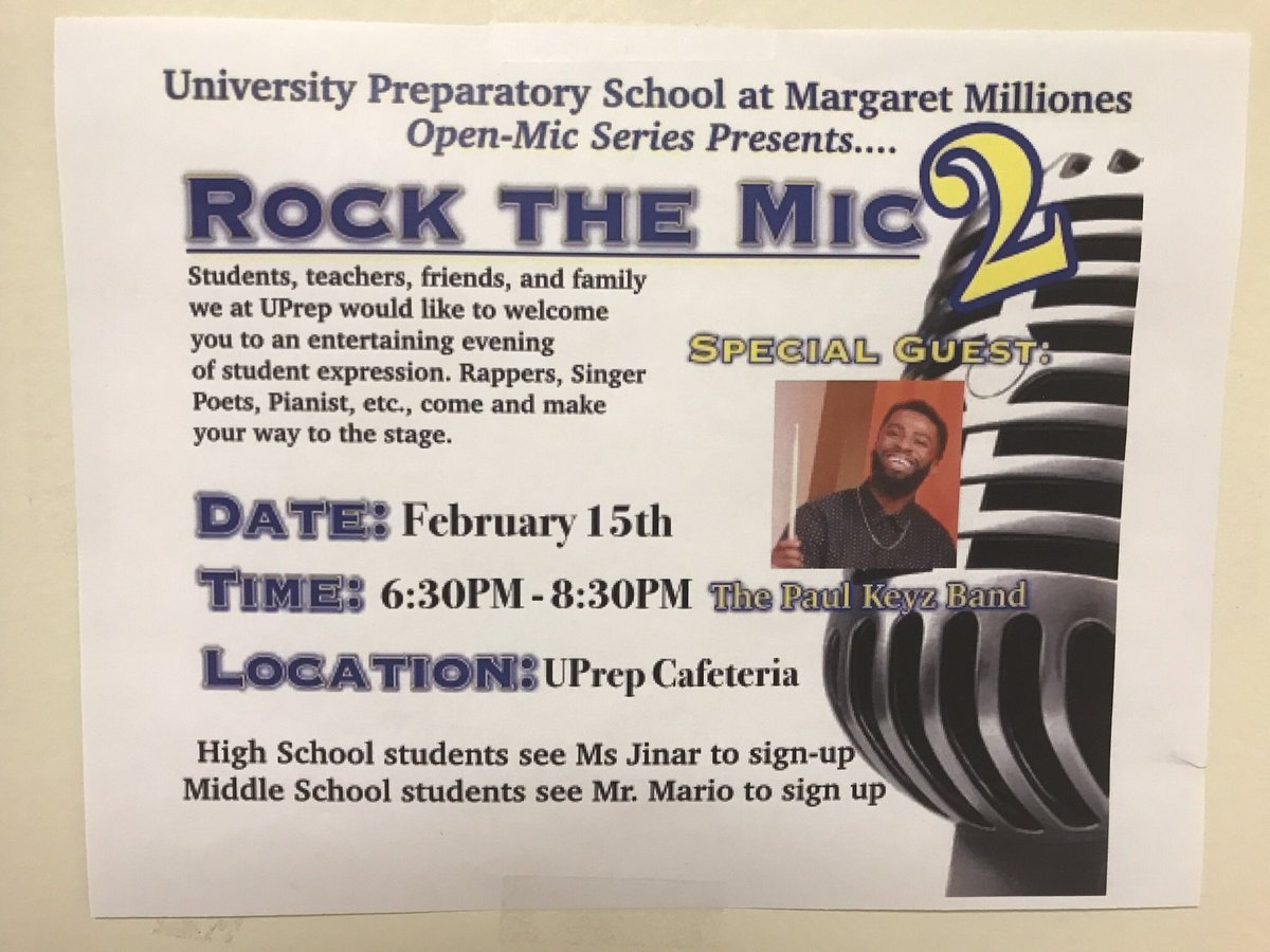 AlwaysRepUPREP's tweet photo. Rock the Mic Night 2 showcased talent from Middle School students to #PPS Teachers.  Special thanks to #HeinzFellow Mr. Jeremiah for hosting and the Paul Keyz Band for supporting our students! https://t.co/JblOHqKkW0