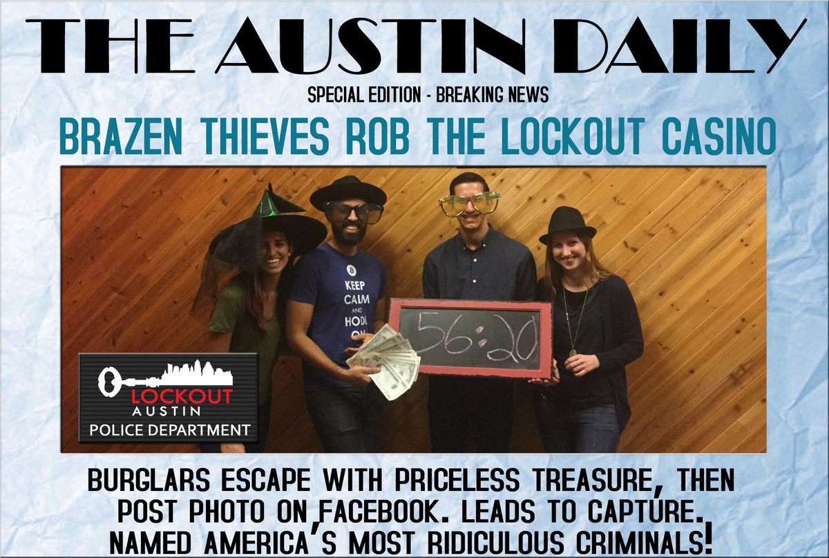 avanimiriyala's tweet photo. We robbed the casino! @LockoutATX Had a great time in the #CasinoHeist Room at #LockoutAustin https://t.co/9oP6kVagTY
