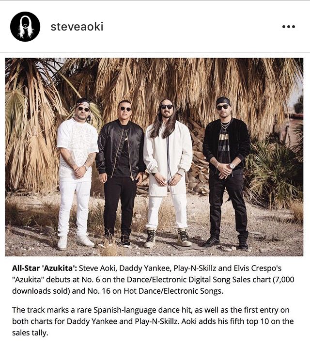 playnskillz's tweet photo. Top 10 on @billboard Dance/Electronic 👏👏 @steveaoki @daddy_yankee @ElvisCrespo #LegendsOnlyClub https://t.co/gsj3TWYnFe