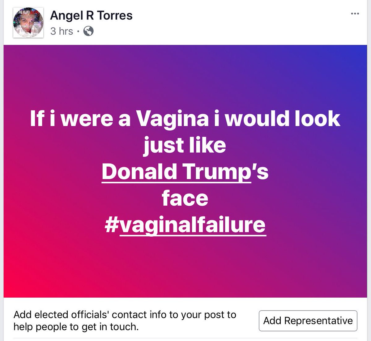 #vagunalfailure <a href="/realDonaldTrump/">Donald J. Trump</a>