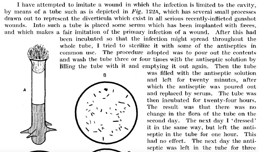 8/13 To a scientist like Fleming, Thousands of wounds and a variety of treatments represented a grim natural experiment. He took hundreds of samples from wounds before and after treatment. He was also expert at making his own glassware-and tried to simulate complex wounds.