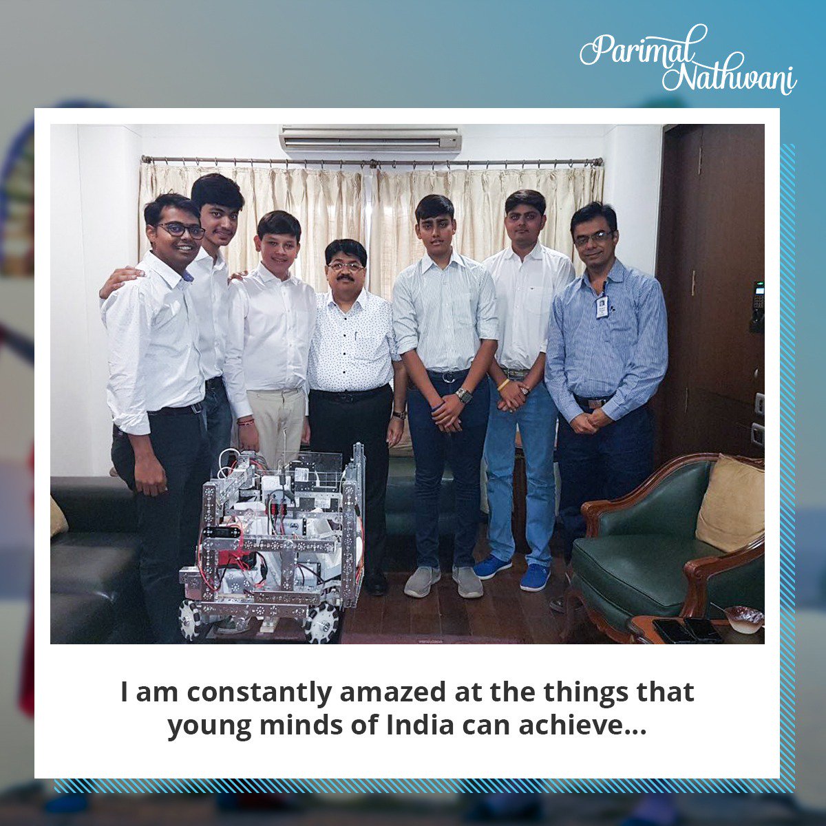 Met a team of Param Adani, Vihaan Kalaria, Dhruv Bodar, Divyanshu  Kalola,Ritika Pabari, Sahil Doshi(all in teens)&mentor Ashwin Shah,who  designed prototype robot Shelby,capable of filling a 12glyphs crypto box in  45sec. I