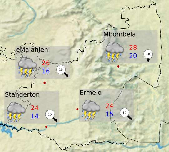 Mpumalanga Today 's Weather overview: 16.2.2018