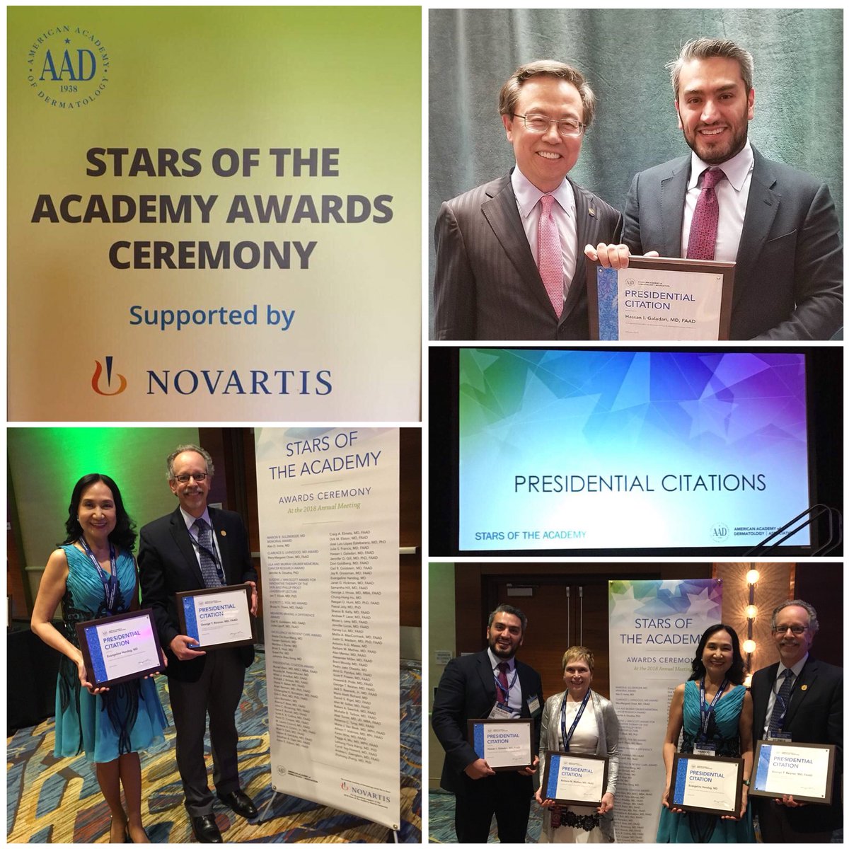 IntSocDerm's tweet photo. AAD Stars! ISD members Dr Hassan Galadari, Dr Vangee Handog and Dr George Reizner honored with Presidential citation awards at #aad18 #awards #success #shiningstars #leadership #weresoproudofyou #congratulations #dermatology #intsocderm https://t.co/SqlSx4wCvs