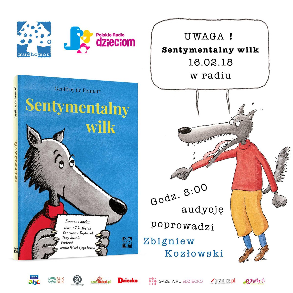muchomor_pl's tweet photo. Teraz możecie posłuchać on-line Anny Skowrońskiej z wydawnictwa Muchomor. Ania będzie opowiadać o "Sentymentalnym wilku" najnowszej książce Geoffroy de Penart.
Słuchacie : https://t.co/15c82tM0Bs https://t.co/U5QBPCaZdB