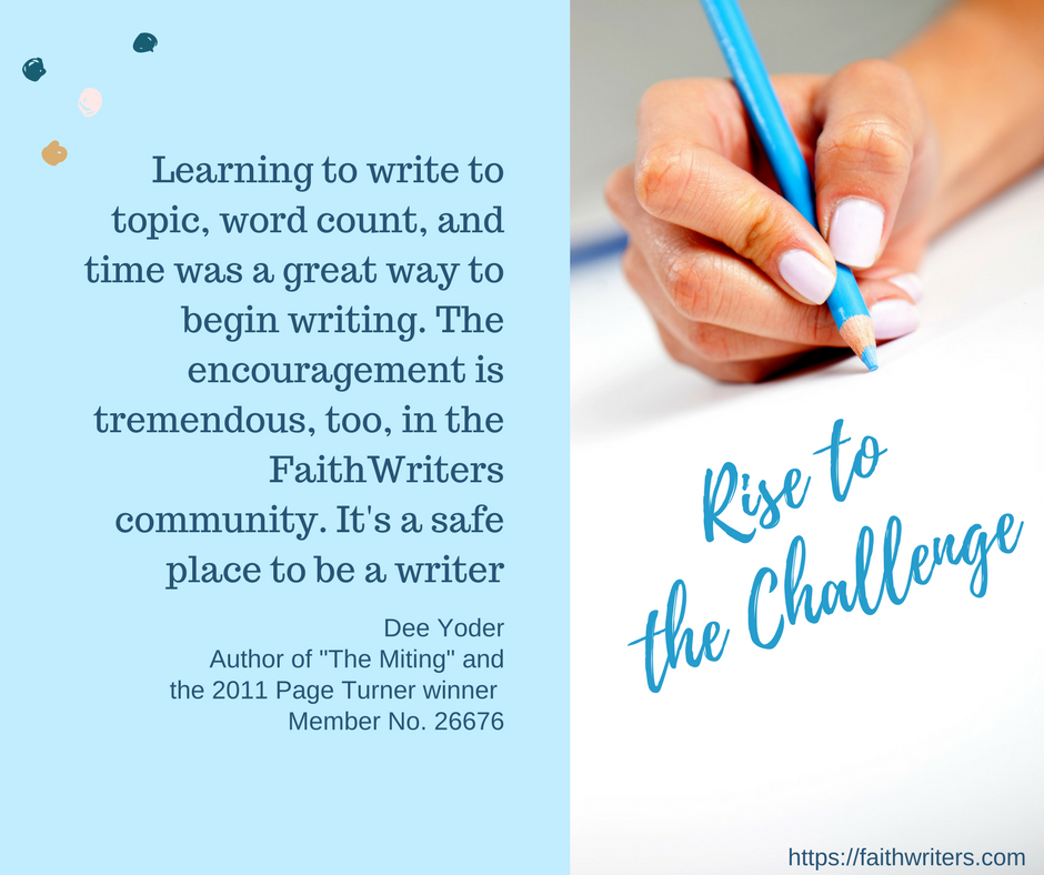 BOFAPress's tweet photo. Why enter the @FaithWriters #WritingChallenge? #FWmembersspeak https://t.co/5y9UkbFa8b @DeeYoder https://t.co/Eo8yKMQysN