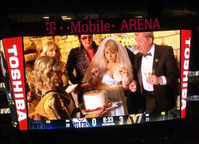 TheBrittWithAnI's tweet photo. Can I have some cake if we donโt get #MarcAndreDonuts? #VGKWedding https://t.co/rZ8hrowKXP