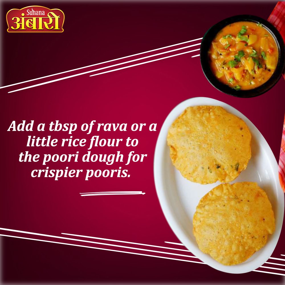 AmbariMasale's tweet photo. Crispy poori &amp; tasty curry. Best combination, ever! 
#AmbariTips #GharoghariAmbari #Spices https://t.co/R6XQJTvpsK