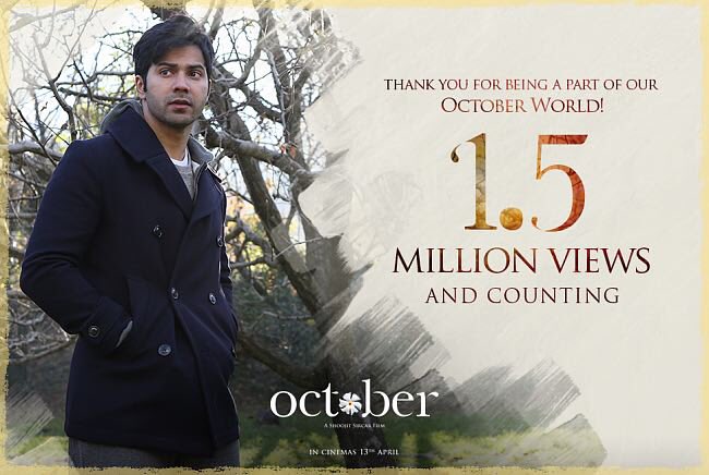 karanbhavsar01's tweet photo. 1.5 million views and counting. @
#Congratulations #Octoberworld @Varun_dvn https://t.co/a7t7Fns7y5