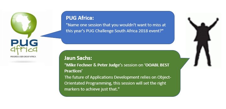 PUGAfrica's tweet photo. What session should I attend? Here is Jaun's pick...
@MikeFechner @TomBascom @oeDBA @Consultingwerk @ProgressSW @PUGAfrica #PUGChallenge https://t.co/VZSlsZ3aWi
