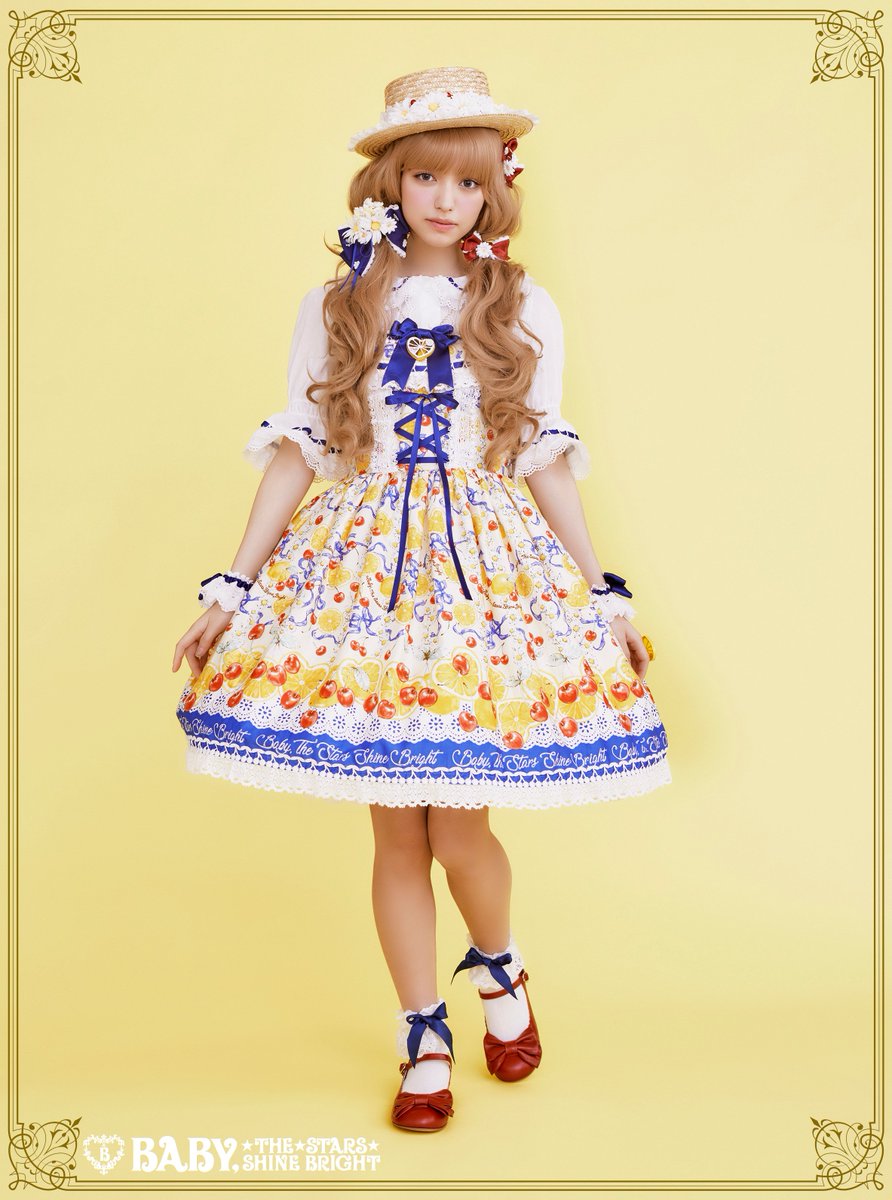 BABY♡ Cheerful Lemon 柄ジャンパースカートⅡ - ひざ丈ワンピース