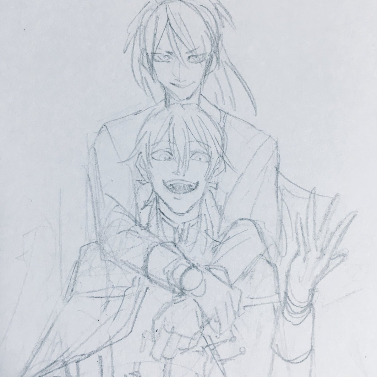 おだて組×雰囲気軍服の下描き完成〜!
宗三は趣味で磨り上げ前&amp;焼かれる前 