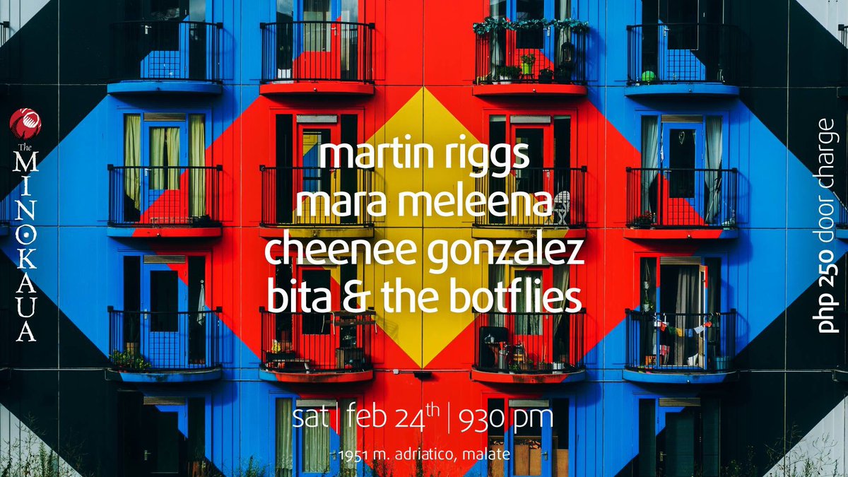 Feb20 <a href="/theminokaua/">The Minokaua</a> - Longer-than-usual sets by <a href="/TheBotflies/">BATB</a>  <a href="/cheeneegonzalez/">Cheenee Gonzalez - Dumawal</a> <a href="/nunez_riggs/">Martin Riggs Nuñez</a> #Meleena 930PM. P250w/1drink. 🙂