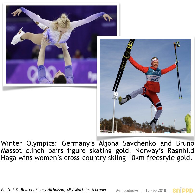 Snippdnews's tweet photo. #WinterOlympics2018: #Germany’s #AljonaSavchenko &amp; #BrunoMassot clinch gold in #figureskate. #PyeongChang2018 #WinterOlympics https://t.co/VCCkuPIFBV