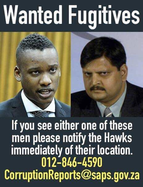 WANTED
Duduzane Zuma on the left, he has a private school accent & makes dry jokes. Ajay Gupta on the right, fat Indian guy, always angry. #EstinaDairyProject #SONA2018 #ZumaResigns #PresidentElection