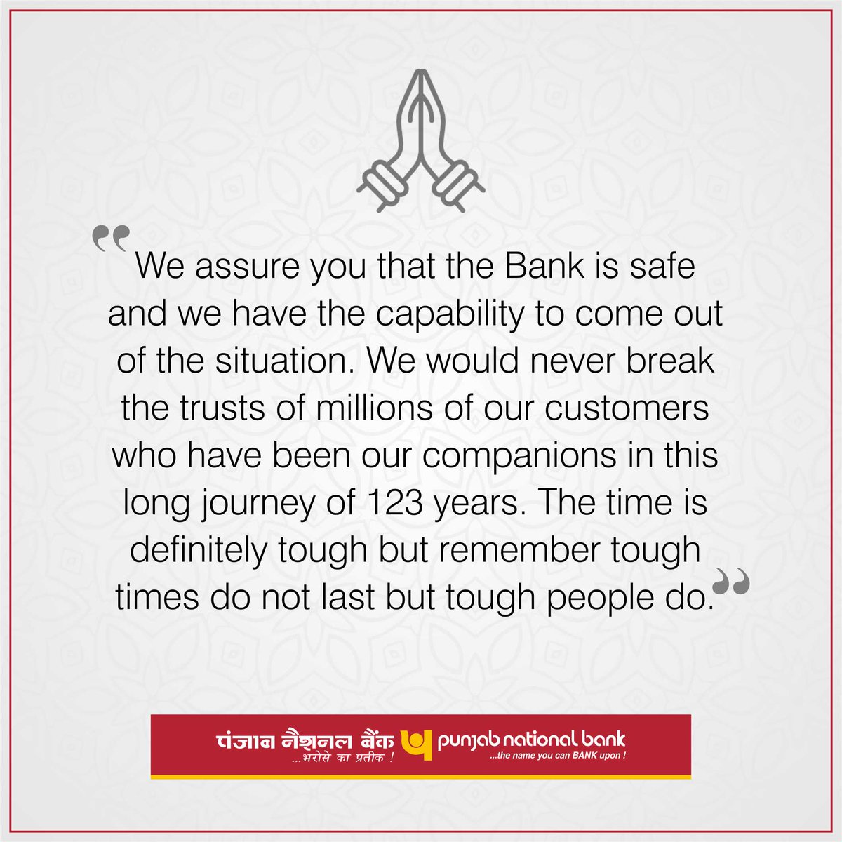 pnbindia's tweet image. Dear Customer,
We very well understand your anxiety after this unfortunate event. Please click goo.gl/WES8tN to know about the measures that have been taken so far in this regard.