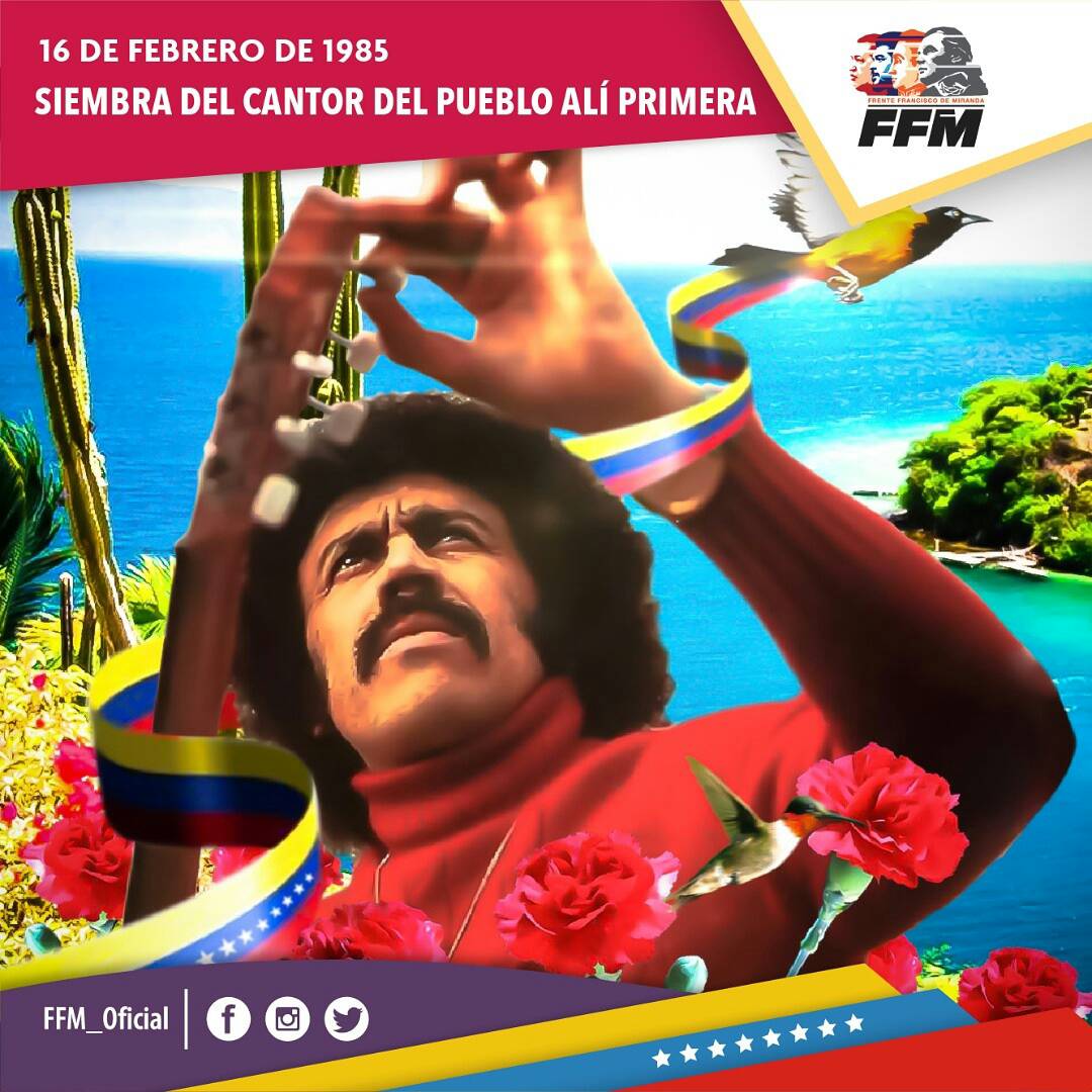 minculturave's tweet photo. Frase de Ali Primera "los que mueren por la vida no pueden llamarse muertos" #VenezuelaEsPaQuererla #ViernesTricolor https://t.co/pLoGcdxM4Q