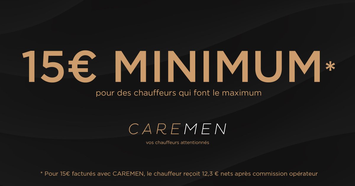 caremenvtc's tweet photo. Nous n'avons pas attendu la gronde pour mettre en place un tarif minimum. La course à 15€, c'est possible pour les #applications #Chauffeurs  #VTC Rejoignez CAREMEN https://t.co/RHm1KVg5vr https://t.co/QHCov9bqXD