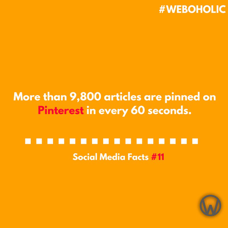 Social media fact #11

More than 9,800 articles are pinned on Pinterest in every 60 seconds.

weboholic.in

#PinterstMarketing #SocialMedia #SocialMediaMarekting #SMM #digitalmarketing #weboholic #playstore #digitalagency #whatsappmarketing #Pinterest#followforfollow
