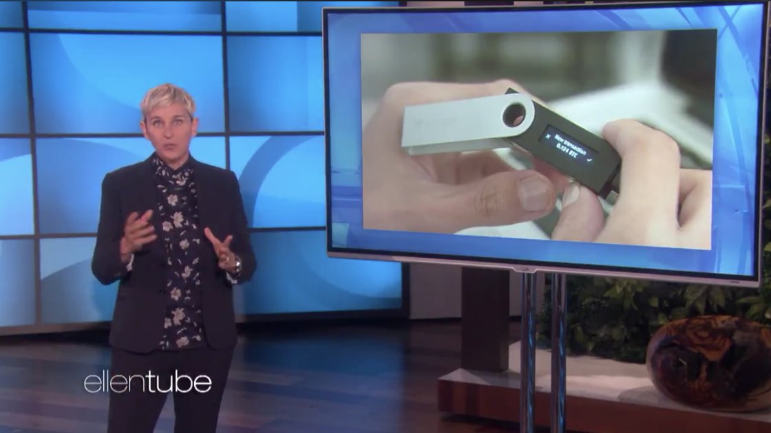 Ledger (@ledger) on Twitter photo Bitcoin explained by <a href="/TheEllenShow/">The Ellen Show</a>, featuring the Ledger Nano S (and a goat)! x.com/theellenshow/s⊠Bitcoin explained by <a href="/TheEllenShow/">The Ellen Show</a>, featuring the Ledger Nano S (and a goat)! x.com/theellenshow/sâŠ