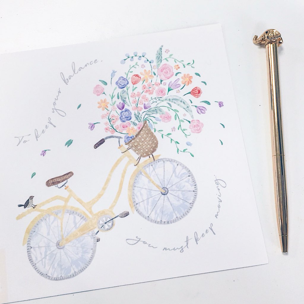 One of my newly designed cards for the National Trust and Woodmansterne cards! 🌸🌿🌷#florals #bicycle #flowerbasket #greetingsdesign #greetingscard #greetingscarddesign #nationaltrust #nationaltrustheritage #plantsofinstagram #thelittlethings #searchwondercollect #illustration