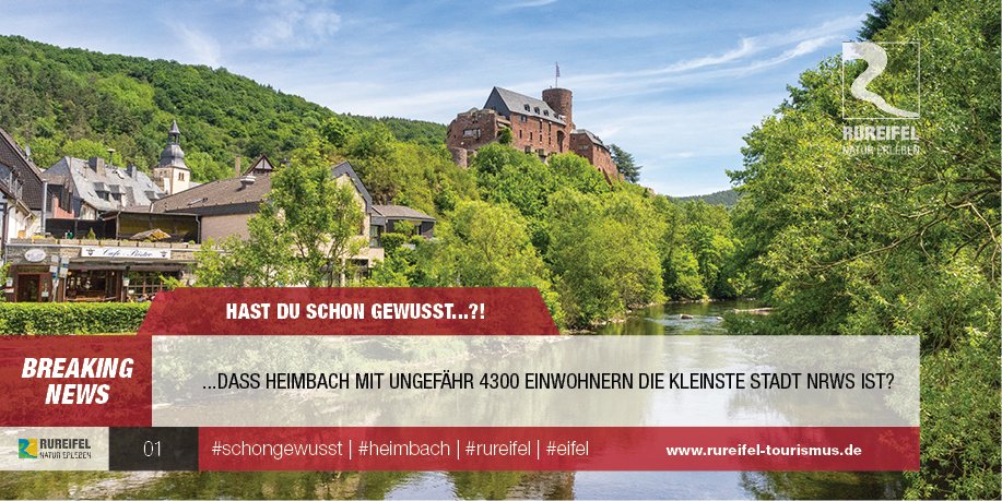 Rureifel_eV's tweet photo. Du bist herzlich eingeladen diese kleine Stadt, mit Cafés und Restaurants besuchen zu kommen. Heimbachs schönste Ecken kannst Du z.B über eine Stadtführung zwischen Geschichte, Kultur und Natur entdecken! Alle Informationen zu Terminen gibt es hier https://t.co/4RDY6EM4qS https://t.co/9PE0yX9mBu